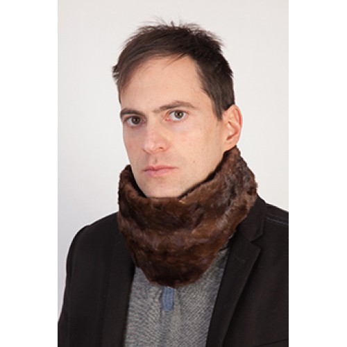 Men Real Mink Fur Scarf Neckerchief Winter Warm Muffler Tight Weave Black  Brown 